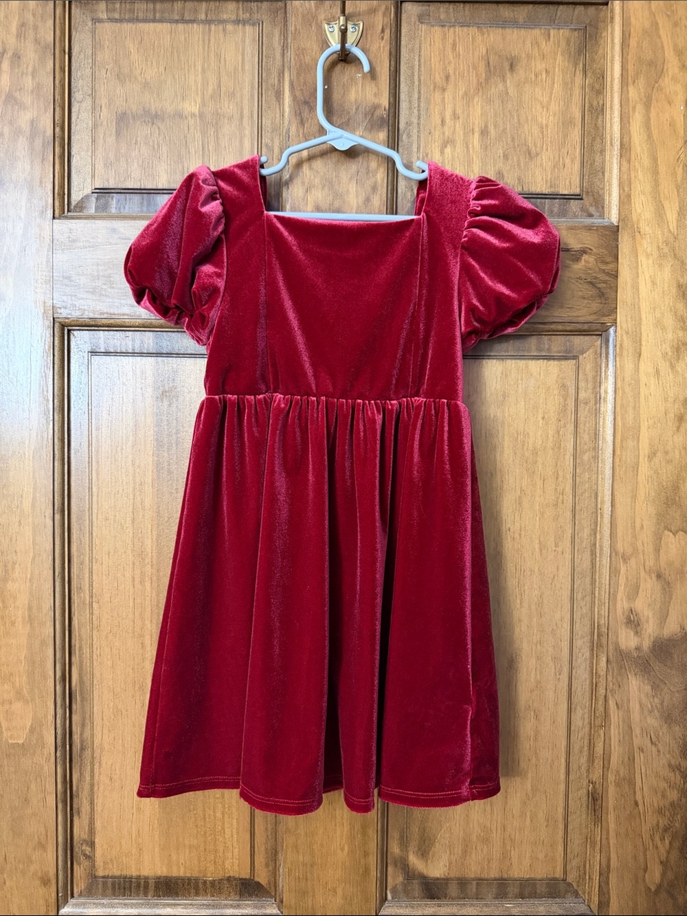 GAP Red Velvet Puff-Sleeve Holiday Dress